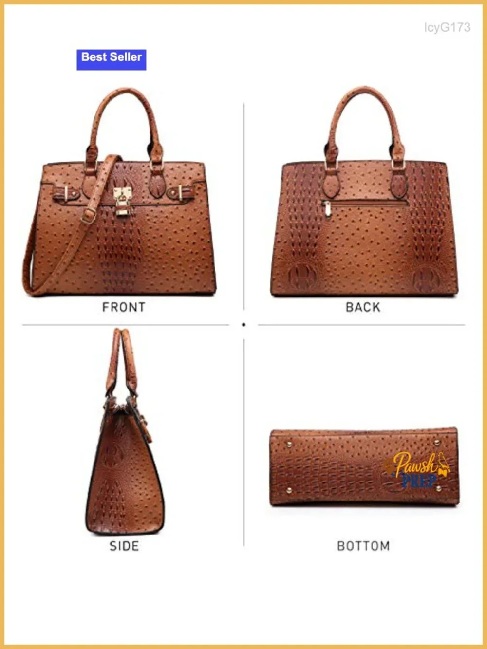 Women Vegan Leather Satchel Tote with Matching Clutch